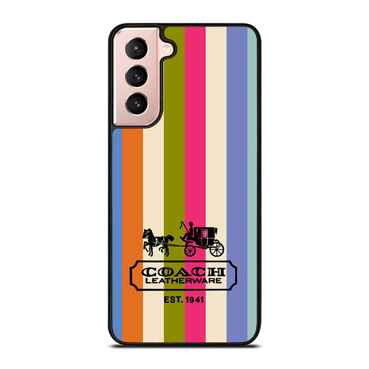 COACH LEATHERWARE NEW YORK EST 1941 STRIPES Samsung Galaxy S21 Case Cover