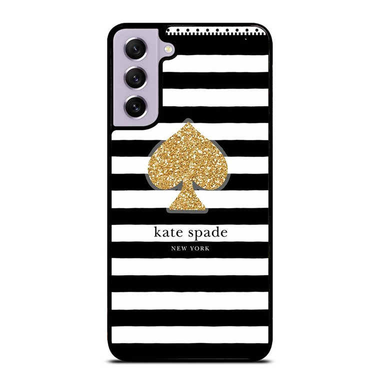 KATE SPADE NEW YORK GOLD LOGO STRIPES PATTERN Samsung Galaxy S21 FE Case Cover