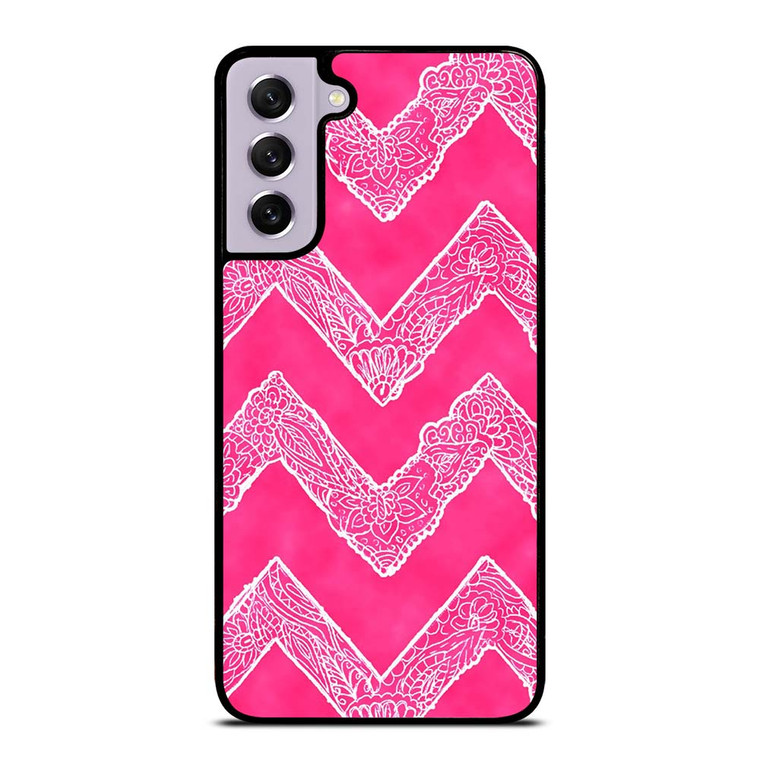 WHITE FLORAL PAISLEY CHEVRON PATTERN Samsung Galaxy S21 FE Case Cover