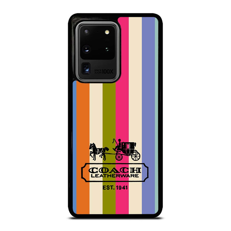 COACH LEATHERWARE NEW YORK EST 1941 STRIPES Samsung Galaxy S20 Ultra Case Cover