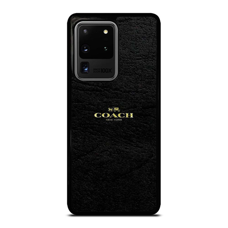 COACH NEW YORK BLACK LEATHERWARE LOGO ICON Samsung Galaxy S20 Ultra Case Cover