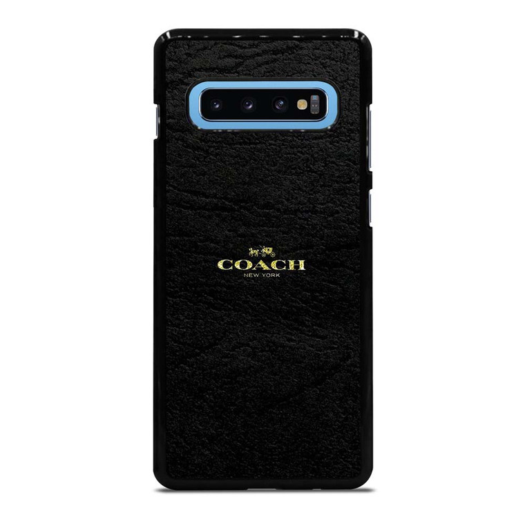 COACH NEW YORK BLACK LEATHERWARE LOGO ICON Samsung Galaxy S10 Plus Case Cover