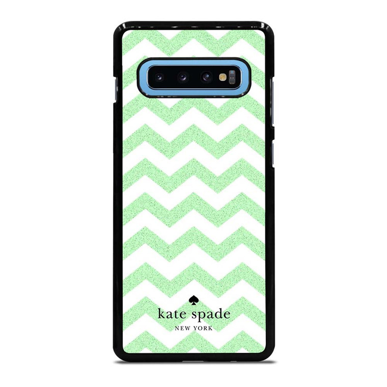 KATE SPADE NEW YORK LOGO GREEN CHEVRON PATTERN Samsung Galaxy S10 Plus Case Cover