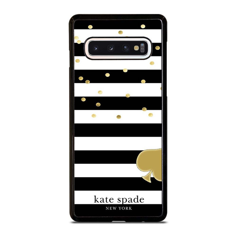 KATE SPADE NEW YORK LOGO GOLDEN POLKADOTS STRIPES PATTERN Samsung Galaxy S10 Case Cover