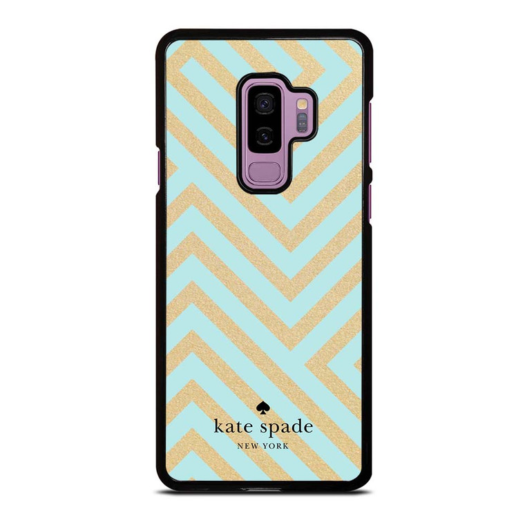 KATE SPADE NEW YORK LOGO GOLDEN GREEN CHEVRON PATTERN Samsung Galaxy S9 Plus Case Cover