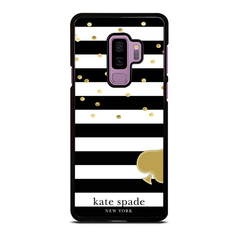 KATE SPADE NEW YORK LOGO GOLDEN POLKADOTS STRIPES PATTERN Samsung Galaxy S9 Plus Case Cover