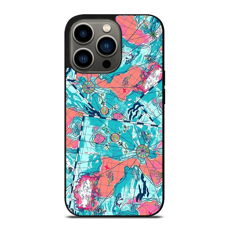 LILLY PULITZER MAP PATTERN iPhone 13 Pro Case Cover