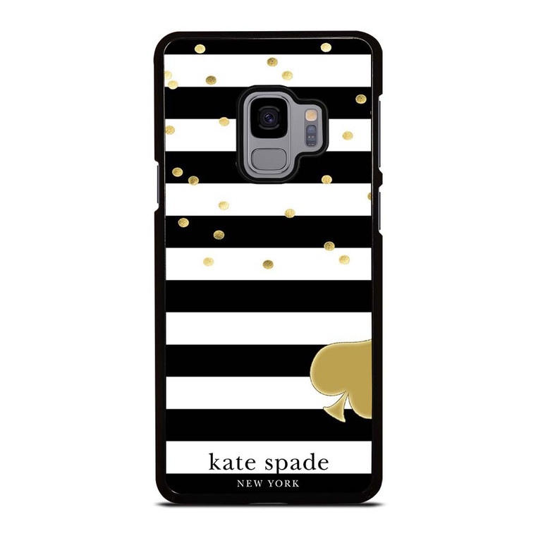 KATE SPADE NEW YORK LOGO GOLDEN POLKADOTS STRIPES PATTERN Samsung Galaxy S9 Case Cover