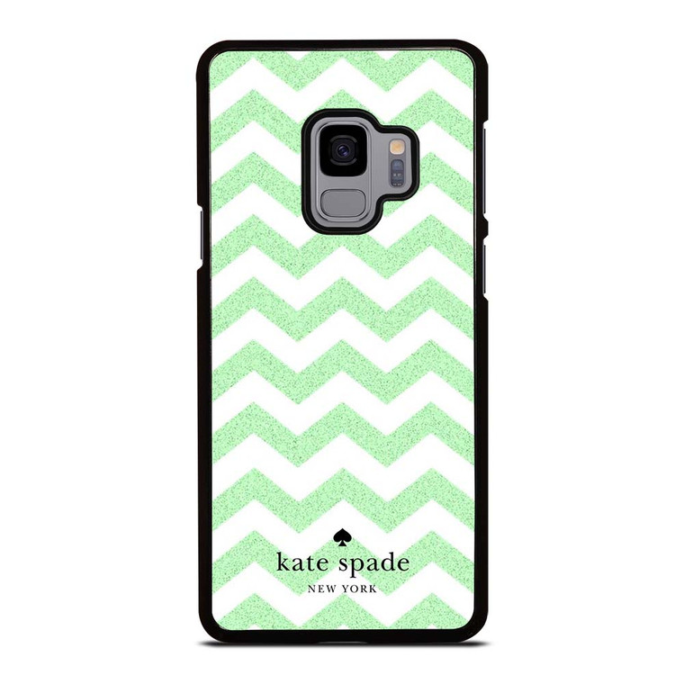 KATE SPADE NEW YORK LOGO GREEN CHEVRON PATTERN Samsung Galaxy S9 Case Cover