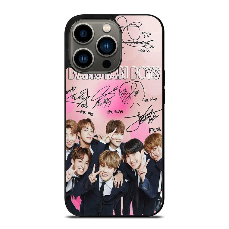 KPOP BTS LOVE PINK SIGNATURE iPhone 13 Pro Case Cover