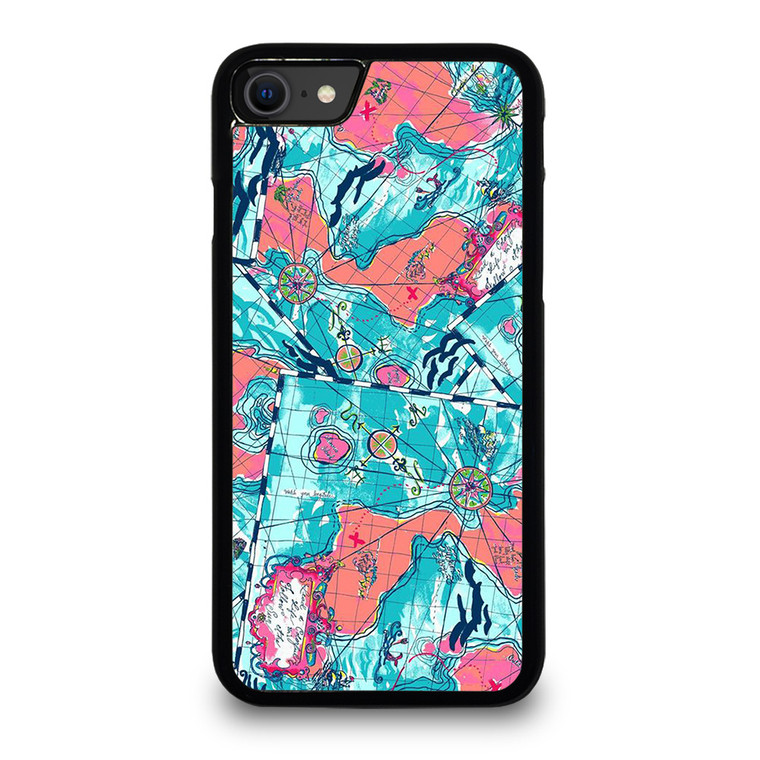 LILLY PULITZER MAP PATTERN iPhone SE 2020 Case Cover