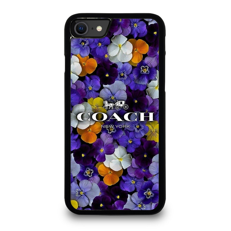 PURPLE FLOWERS COACH NEW YORK iPhone SE 2020 Case Cover
