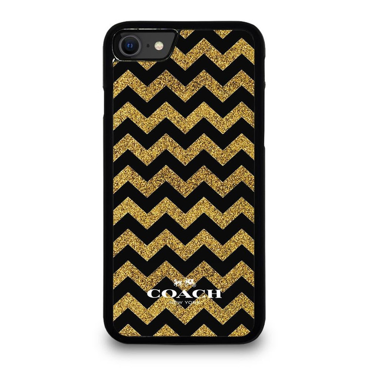 COACH NEW YORK GOLD ZIG ZAG iPhone SE Case Cover iPhone SE 2020 Case Cover