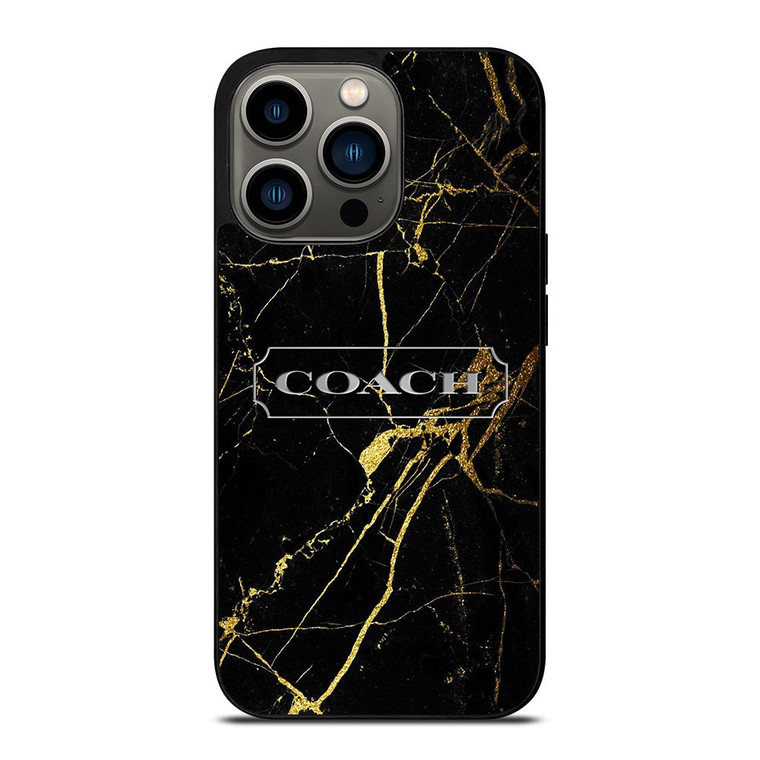 COACH NEW YORK GOLD MARBLE iPhone 13 Pro Case Cover