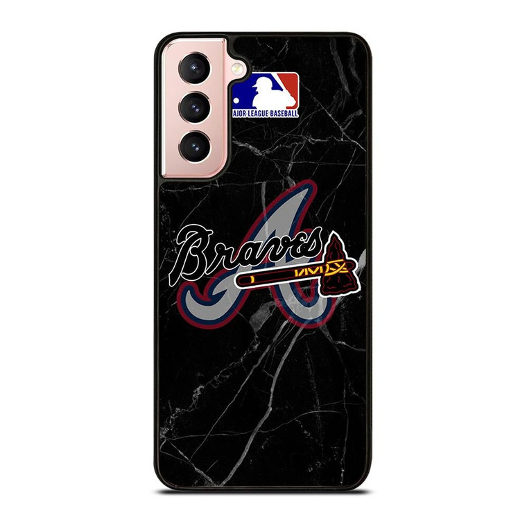 ATLANTA BRAVES BLACK MARBLE LOGO Samsung Galaxy S21 Case Cover