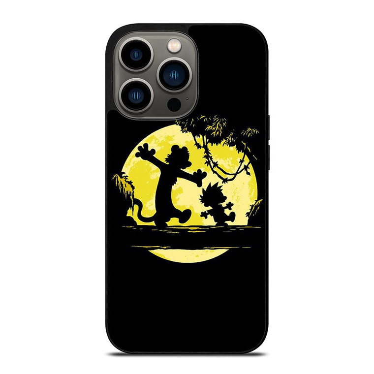 CALVIN AND HOBBES BLACK CARTOON iPhone 13 Pro Case Cover