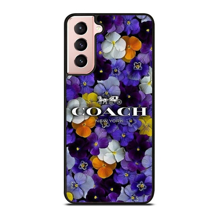 PURPLE FLOWERS COACH NEW YORK Samsung Galaxy S21 Case Cover