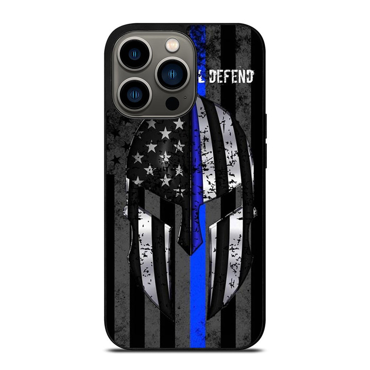 BLUE LINE POLICE WARRIOR iPhone 13 Pro Case Cover