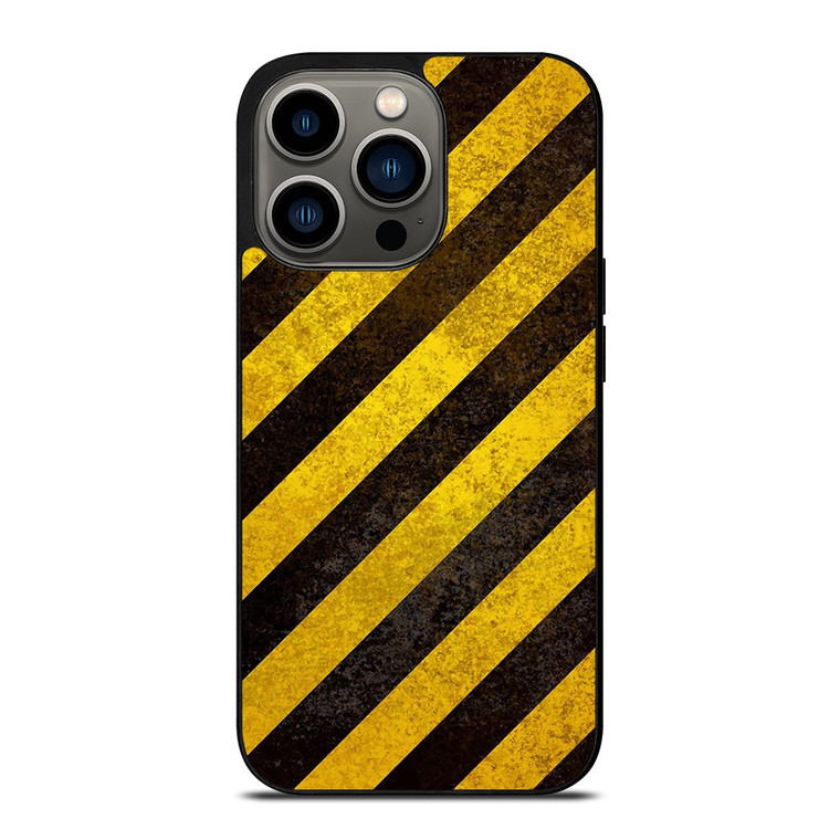BLACK YELLOW POLICE LINE STRIPE iPhone 13 Pro Case Cover