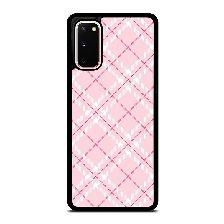 LIGHT PINK PLAID PATTERN Samsung Galaxy S20 Case Cover