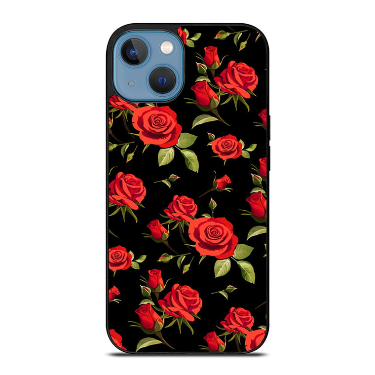 SEAMLESS RED ROSE PATTERN iPhone 13 Case Cover