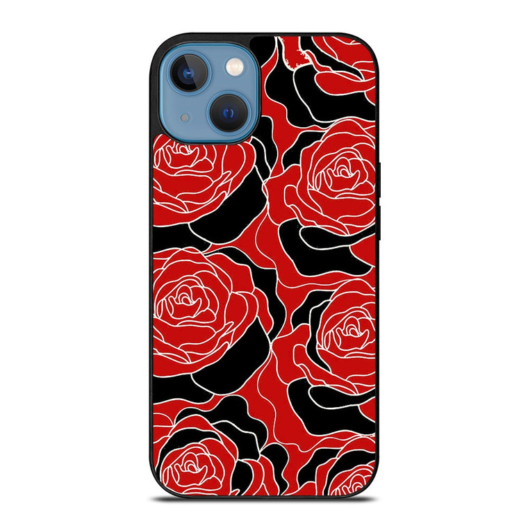 ROSE RED AND BLACK PATTERN iPhone 13 Case Cover