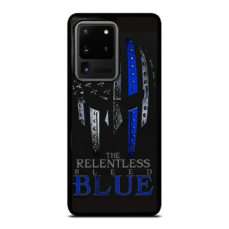 BLUE LINE POLICE WARRIOR SKULL Samsung Galaxy S20 Ultra Case Cover