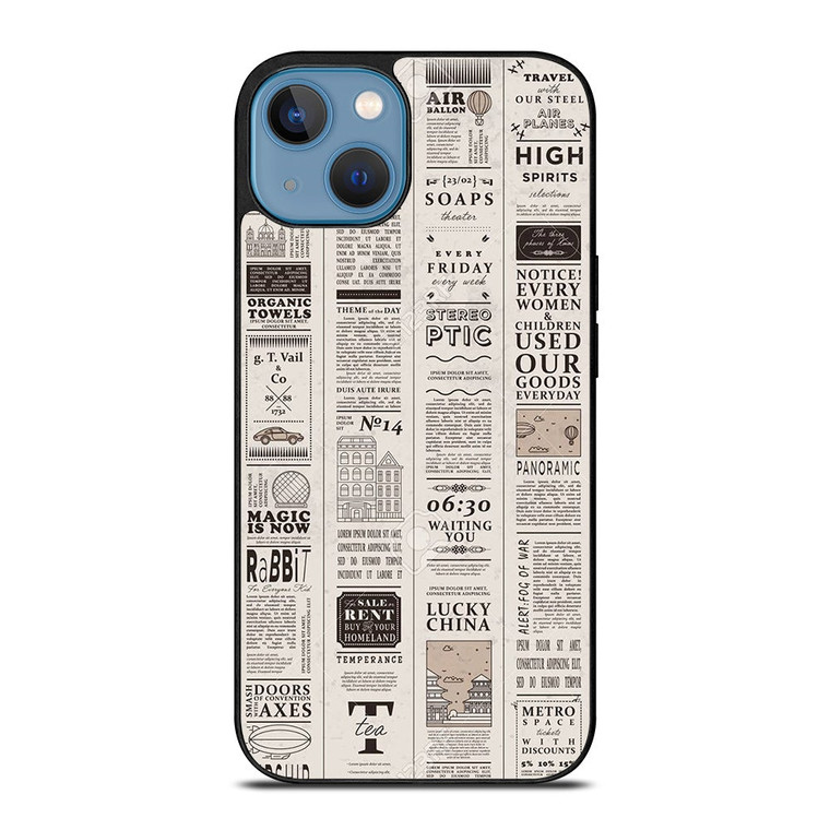 OLD NEWSPAPER PATTERN iPhone 13 Case Cover