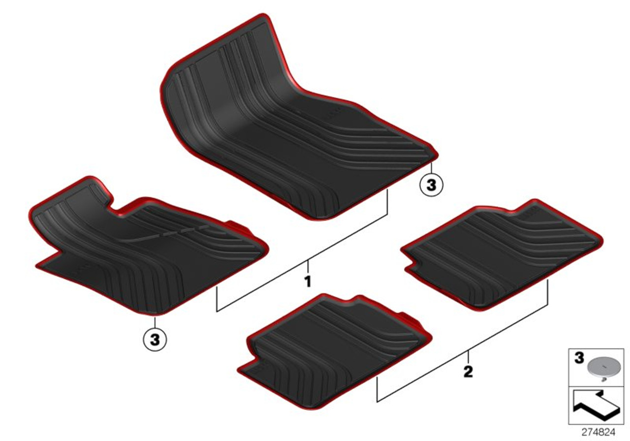 Genuine All-Weather Rubber Front Car Floor Mats Black 51 47 2 339