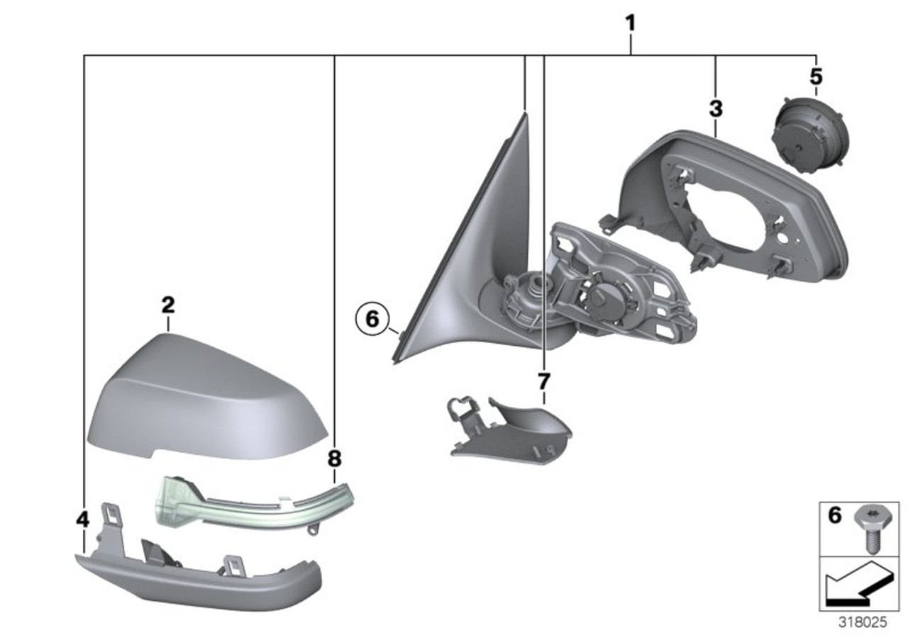 Genuine Shadow Line Wing Mirror Surround Support Ring Right 51 16 7 308 644