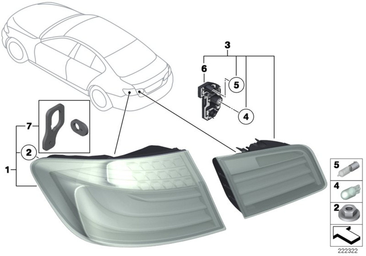 Genuine Side Panel Rear Light Tail Lamp 63 21 7 203 230