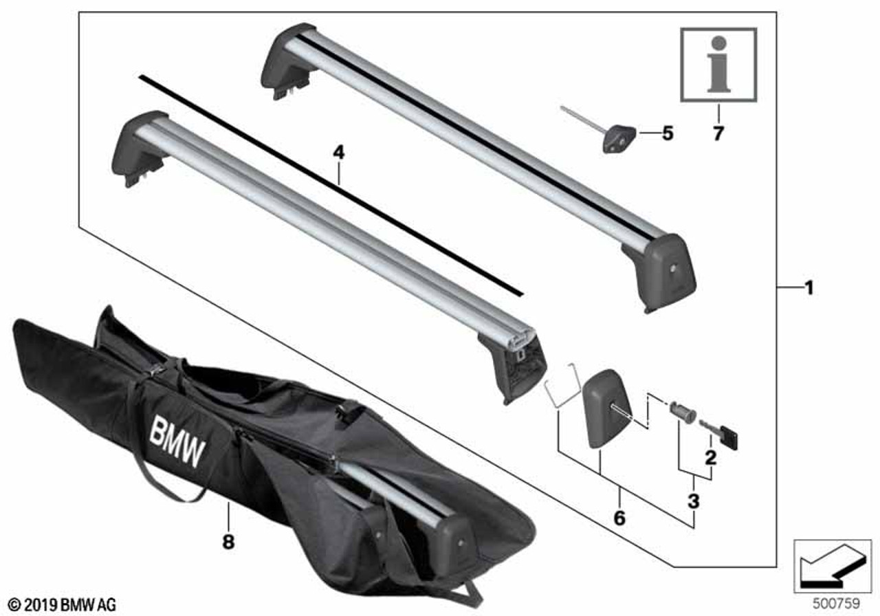 Genuine BMW 82-71-5-A34-855, U11 X1 Base Support System (Roof Rack Kit), FREE Shipping on Most Orders $499+ OEMG!