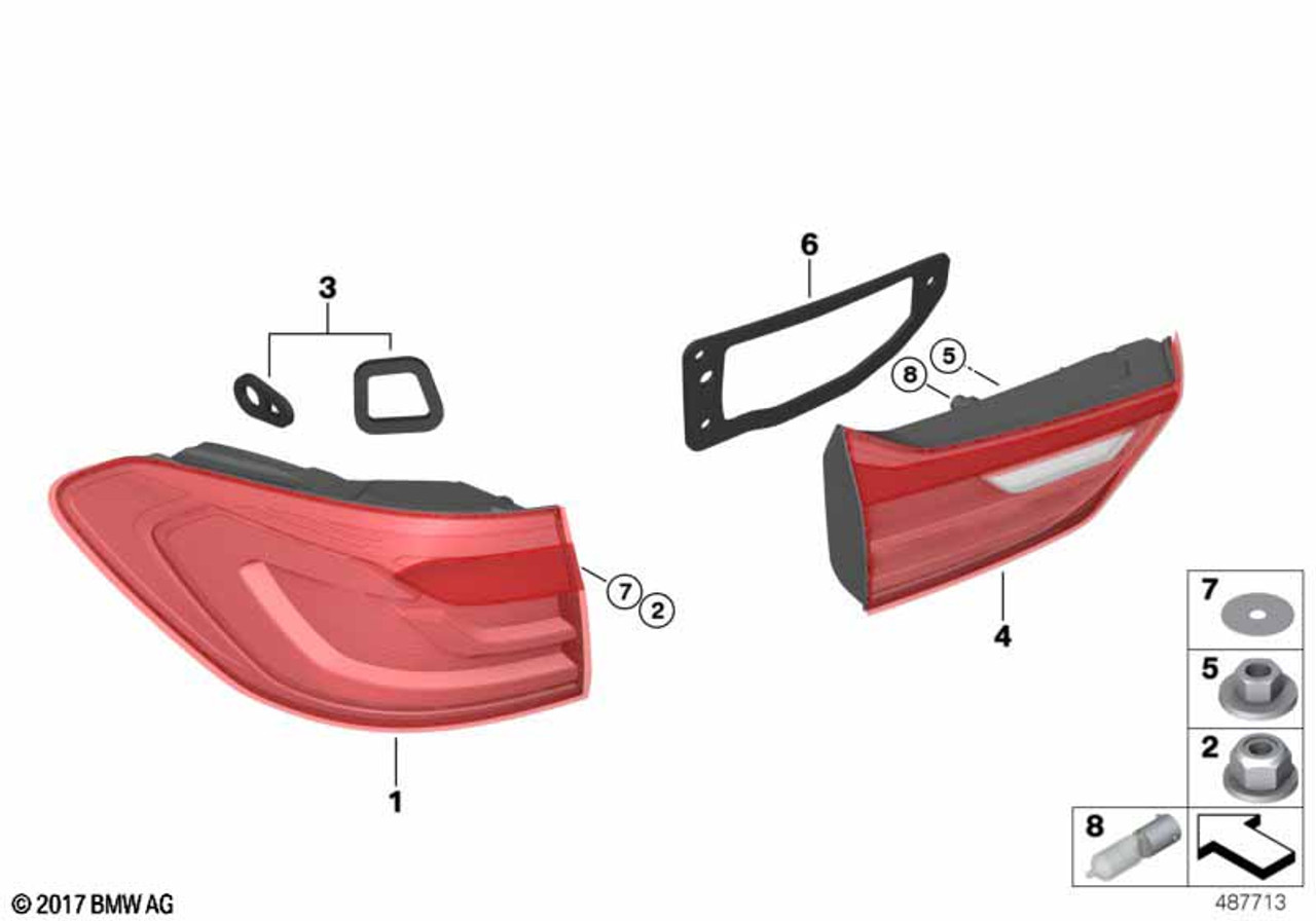 Genuine Right Driver Side OS Rear Light In The Side Panel 63 21 7