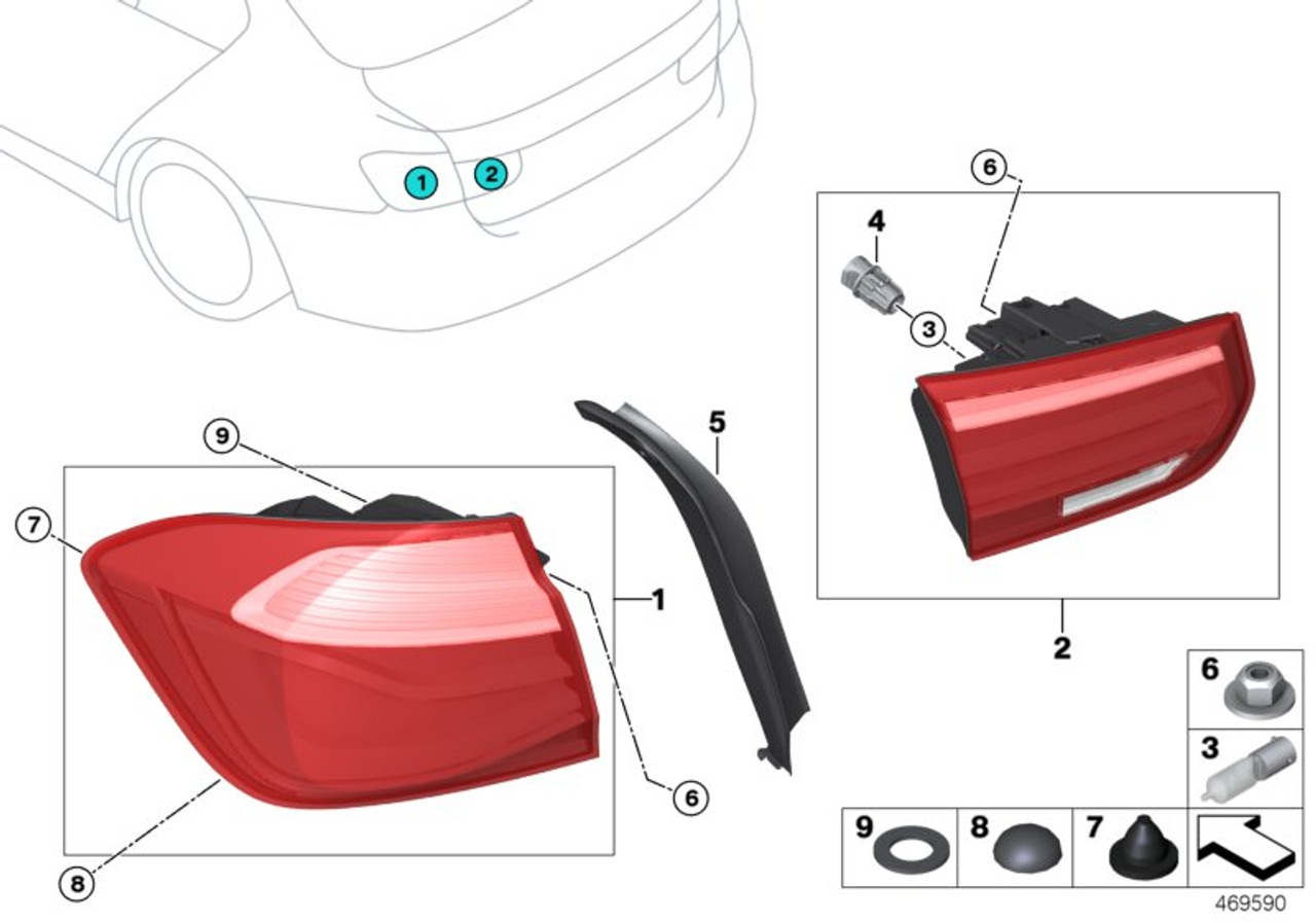 Genuine Right Driver Side OS Tail Rear Light Side Panel 63 21 7