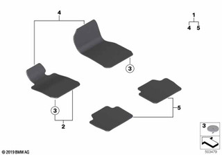 Genuine Rear Right Left Floor Mats Set 2 Pieces Anthracite 51 47 7 910 615