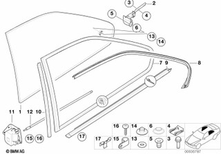 Genuine Rear Left Door Window Covering Seal Replacement 51 36 8 119 961