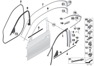 Genuine Trim Seal Front Door Weatherstrip 51 33 7 258 329