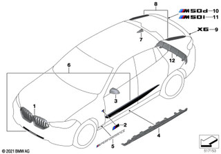 Genuine M Performance Left Side Skirt Sill Attachment Carbon 51 19 2 469 973