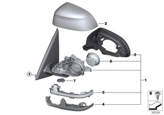 Genuine Right OS Door Wing Mirror Heated Without Glass 51 16 7 396 046