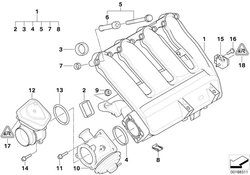 Genuine 6x Engine Inlet Intake Manifold AGR Profile Gasket Set