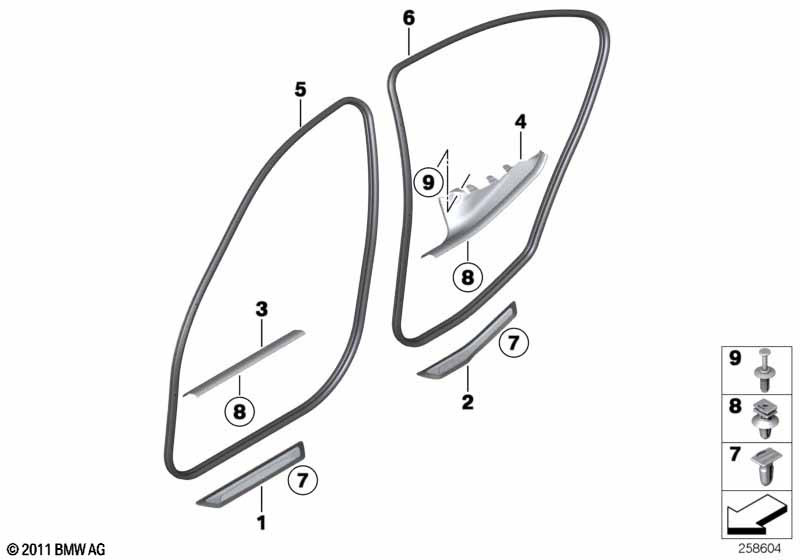 Genuine Front Right Driver Side OS Offside Door Sealing Seal 51 72 7 409 194