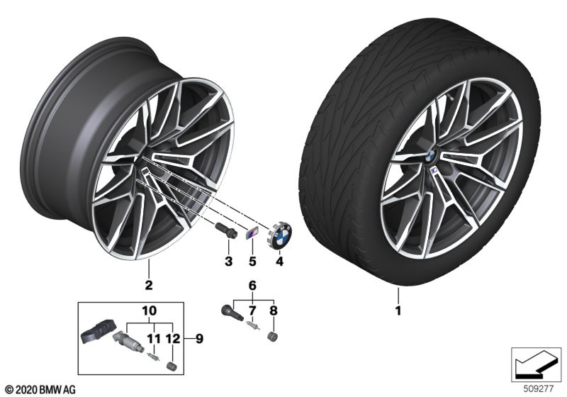 Genuine 19" Disc Wheel Rim Light Alloy Jet Black 9.5Jx19 ET:20 36 10 8 093 832