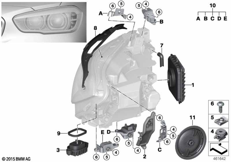 Genuine Headlight Headlamp LED Modules Set Lighting Replacement 63 11 7 428 425