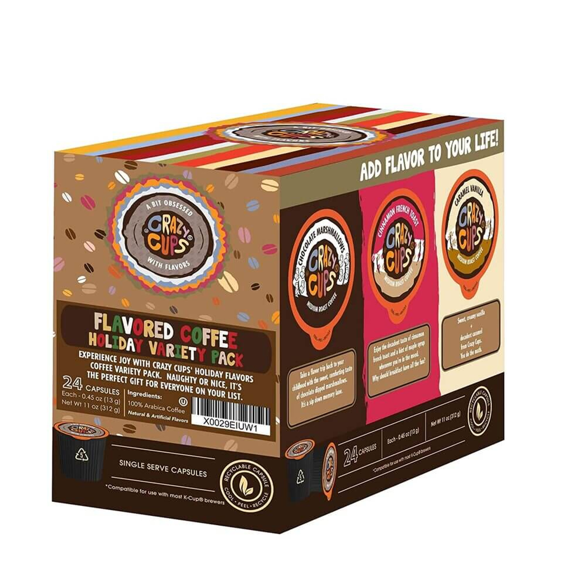Double Donut Flavored Coffee Single Serve Cups for Keurig Brewer Variety  Pack Samplers - Crazy Cups