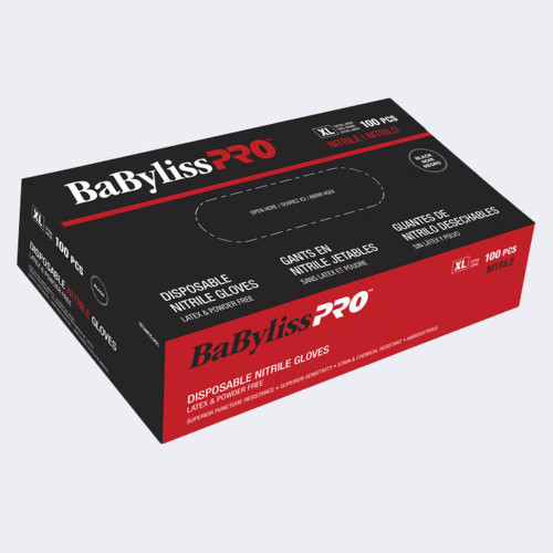 BABYLISSPRO BLACK DISPOSABLE NITRILE GLOVES- XL