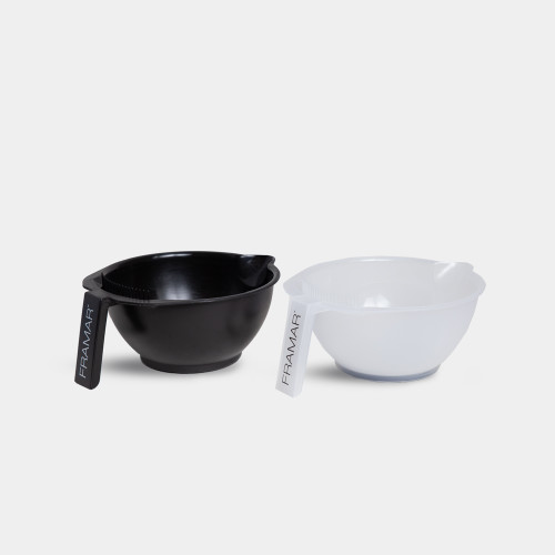 FRAMAR 2PC COLORING BOWL SET (BLACK & CLEAR)