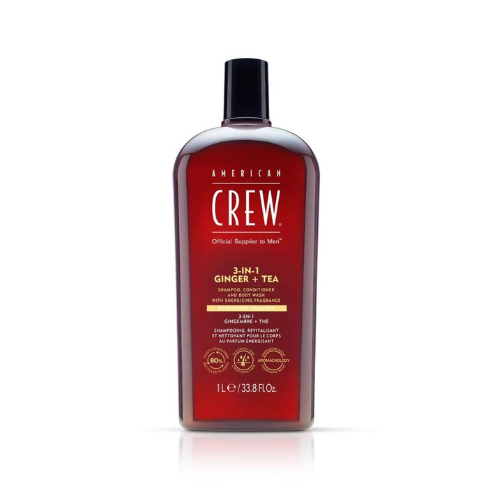 AMERICAN CREW 3-IN-1 GINGER TEA SHAMPOO, CONDITIONER & BODY WASH LITRE