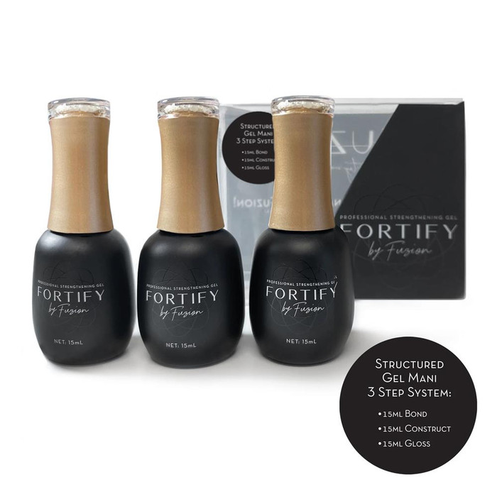 FUZION FORTIFY STARTER KIT: STRUCTURED GEL MANI, 3 STEP SYSTEM (BOND, CONSTRUCT, GLOSS)