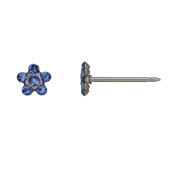 #116E STUD PP SAPPHIRE FLOWER