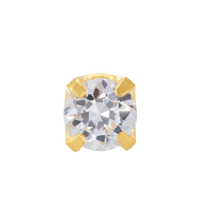 #37C STUD 24K GOLD PLATED 2MM CZ